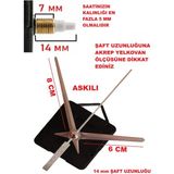 Cnr Shop Saat Mekanizması, 14 mm Şaft Boyu Duvar Saati Mekanizması Sessiz Çalışır Akrep-Yelkovan-Saniye-(Askılı) - Gümüş