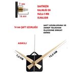 CNR SHOP Saat Mekanizması 14 mm Şaft Boyu Saat Makinesi Sessiz Çalışır Akrep-Yelkovan-Saniye-(ASKILI)