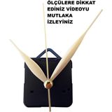 Cnr Shop Saat Mekanizması 14 mm Şaft Boyu Saat Motoru Sessiz Çalışır Akar Akrep Yelkovan Saniye Gold (Askılı) - Altın