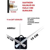 Cnr Shop Saat Mekanizması 14 mm Şaft Boyu Sessiz Çalışır, Akar Saat Makinesi Akrep-Yelkovan-Saniye-(Askılı) - Gümüş