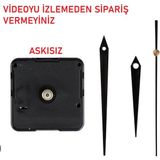 Cnr Shop Saat Mekanizması 14 mm Şaft Boyu Sessiz Çalışır, Akar Saat Motoru Akrep-Yelkovan-Saniye-(Askısız) - Siyah