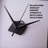 Cnr Shop Saat Mekanizması, 14 mm Şaft Boyu Sessiz Çalışır Saat Makinesi Akrep-Yelkovan-Saniye-(Askılı) - Siyah