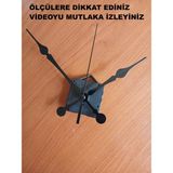 Cnr Shop Saat Mekanizması 16 mm Şaft Boyu Duvar Saati Sessiz Çalışır Büyük Boy Akrep-Yelkovan-Saniye-(Askılı) - Siyah