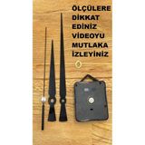 Cnr Shop Saat Mekanizması 16 mm Şaft Boyu Saat Makinesi Akar Sessiz Çalışır, Akrep-Yelkovan-Saniye-(Askılı) - Siyah