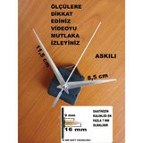 Cnr Shop Saat Mekanizması 16 mm Şaft Boyu Saat Makinesi Sessiz Çalışır Akrep-Yelkovan-Saniye-(Askılı) - Gümüş