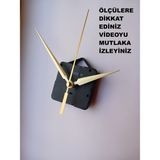 Cnr Shop Saat Mekanizması, 16 mm Şaft Boyu Sessiz Çalışır Saat Motoru Akrep-Yelkovan-Saniye-(Askılı) - Altın