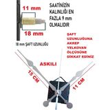 Cnr Shop Saat Mekanizması 18 mm Şaft Boyu Akar Sessiz Çalışır, Büyük Boy Akrep-Yelkovan-Saniye-(Askılı) - Gümüş