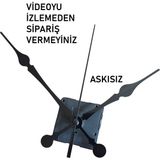 Cnr Shop Saat Mekanizması 18 mm Şaft Boyu Akar Sessiz Çalışır, Büyük Boy Akrep-Yelkovan-Saniye-(Askısız) - Siyah