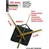 Cnr Shop Saat Mekanizması 22 mm Şaft Boyu Akar Sessiz Çalışır, Akrep-Yelkovan-Saniye-(Askılı) - Altın