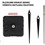 Cnr Shop Saat Mekanizması 22 mm Şaft Boyu Akar Sessiz Çalışır, Saat Makinesi, Akrep-Yelkovan-Saniye-(Askılı) - Siyah