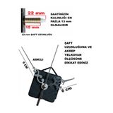 CNR SHOP Saat Mekanizması, 22 mm Şaft Boyu Sessiz Çalışır Saat Motoru Akrep-Yelkovan-Saniye-(Askılı)