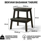 Cnr Wood Masif Ahşap 2 Basamaklı Merdiven Tabure Siyah - Beyaz Renk Seçenekli