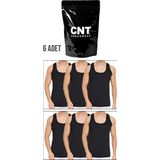 Cnt Cennetoğlu 6 Adet %100 Pamuk Hijyenik Paketinde Beyaz Erkek Penye Atlet Ekonomik Paket - Siyah - 2XL