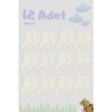 Cnt Erkek / Kız Bebek Kaydırmaz Taban Pamuklu Yumuşak Çorap – 12’li Paket - Ekru - 1 - 2 Yaş