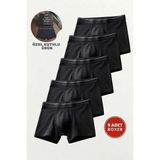 Cnt Erkek Likralı Pamuklu Boxer Özel Hijyenik Ambalajlı 5'li Paket - XL - Siyah