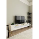 cnyr TSA1805BG - MEYRAZH TSA180 TV STAND, TV SEHPASI ve TV ÜNİTESİ BEYAZ-GOLD 180CM