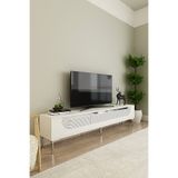 cnyr TSA1805BS - MEYRAZH TSA180 TV STAND, TV SEHPASI ve TV ÜNİTESİ BEYAZ-SILVER 180CM