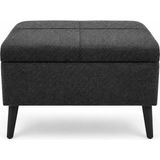 Co Art Home Sandıklı Keten Kumaş Puf / 60 x 45 x 40 / (Antrasit Gri) - Renkli