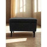 Co Art Home Sandıklı Keten Kumaş Puf | 60 x 45 x 40 | (Antrasit Gri)