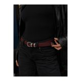 coaksco Kadın Eskitme Silver Bordo Çift Köprülü Trend Jean & Pantolon & Etek & Ceket & Şort Kemeri