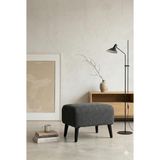 CoArt Home Minimalist İskandinav Tarz Puf, Antrasit Gri, 48x40x38 cm, Keten Kumaş, Ahşap Ayaklı, Dikdörtgen