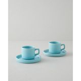 Coastal Bliss Seramik 4 Parça 2 Kişilik Çay Fincanı Takımı 184 ml Açık Mavi
