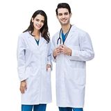 CoatCool Laboratuvar önlüğü beyaz önlük pamuk doktor önlüğü erkek kadın mantosu hijyen uzun kollu ilaç manto, düğmeli ve 3 cepli, kimyasal önlük, okul üniseks doktor mantosu, laboratuvar, üniversite, iş için, Beyaz, XL