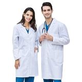 CoatCool Laboratuvar önlüğü, beyaz, pamuklu, doktor önlüğü, erkek, kadın, manto, hijyen, uzun kollu, düğmeli ve 3 cepli, kimyasal önlük, okul, üniseks, laboratuvar, üniversite, iş için, Beyaz, M