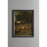 Çoban Kız ve Sürüsü - Vintage Desenli Çerçeve, Gümüş, 15 x 21, 5820000000628