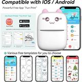 Cobelae C9 Mini Cep Yazıcı, 3 Rulo Kağıtlı Taşınabilir Termal Yazıcı, Bluetooth Mürekkepsiz