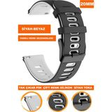 Cobra 20 mm Fossil-Welder-Casio-Seiko-Omega-Armani Saat Uyumlu Silikon Saat Kordonu Kayışı A5620MM - Siyah - Beyaz