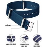 Cobra 22 mm Fossil-Welder-Casio-Seiko-Omega-Armani Saat Uyumlu Nato Tekstil Kumaş Saat Kordonu F39XWDS-22 - Lacivert