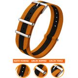 COBRA 22mm Fossil-Welder-Casio-Seiko-Omega-Armani Saat Uyumlu Nato Tekstil Kumaş Saat Kordonu 22MODEL1