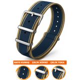 COBRA 22mm Fossil-Welder-Casio-Seiko-Omega-Armani Saat Uyumlu Nato Tekstil Kumaş Saat Kordonu 22MODEL41