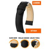 COBRA 24mm Fossil-Welder-Casio-Seiko-Omega-Armani Saat Uyumlu Deri Saat Kordonu Kayışı PURLX24MM