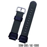 COBRA Casio Sgw300 / Casio Ae1000 Saat Uyumlu Siyah Renk Kumaş Tekstil Saat Kordonu Kayışı
