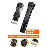 COBRA G8900 Ga100 Ga110 Ga120 Saat Uyumlu Parlak Siyah Renk Silikon Saat Kordonu Kayışı CS
