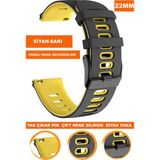 Cobra Xiaomi Mi Watch S1-S2 Yuvarlak Kasa Uyumlu 22MM Silikon Saat Kordonu Kayışı A5622MM - Siyah - Sarı