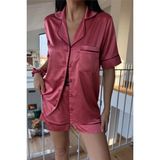 Coccolarsi Colori Del Mondo Saten Kısa Pijama Takımı CDM1501 - Bordo - XL