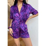 Coccolarsi Colori Del Mondo Saten Kısa Pijama Takımı CDM1506 - Mürdüm - XL