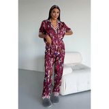 Coccolarsi Mondo Allegro Saten Kısa Kol Pantolon Pijama Takımı MA5813 - Bordo