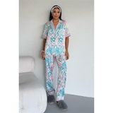 Coccolarsi Mondo Allegro Saten Kısa Kol Pantolon Pijama Takımı MA5815 - Mint