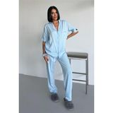 Coccolarsi Nuvola Pura Bebe Mavisi Viskon Kısa Kol Pantolon Pijama Takımı - XL