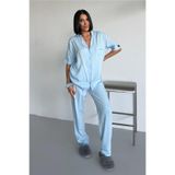 COCCOLARSI Nuvola Pura Bebe Mavisi Viskon Kısa Kol Pantolon Pijama Takımı