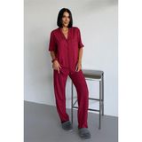 Coccolarsi Nuvola Pura Bordo Viskon Kısa Kol Pantolon Pijama Takımı