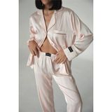 Coccolarsi Sogni Lineari Saten Uzun Pijama Takımı LDK01 - Turuncu