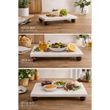 COCEM 3’lü Mermer Sunumluk Seti Ahşap Ayaklı Servis Tabağı Standı – 30x15 24x12 20x12 cm