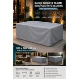 Cocem Bahçe Mobilyası Brandası 300X160X80 cm Su Geçirmez Koruyucu Örtü Masa Sandalye Koltuk Takımı Brandası - Gri - 300 cm