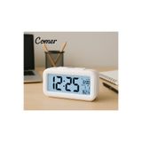 COCEM Comer Dijital Masa Saati – LED Aydınlatmalı Alarm, Tarih ve Sıcaklık Göstergeli (Beyaz)