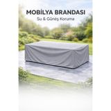 COCEM GRİ TAM KAPAMA MOBİLYA BRANDASI MASA SANDALYE SU GEÇİRMEZ UV DAYANIKLI DIŞ MEKAN ÖRTÜ 300